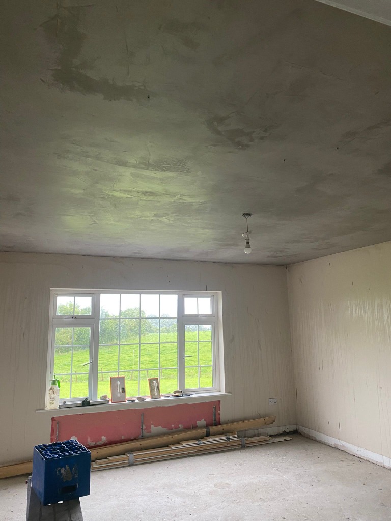 Ceiling reskim plastering project in Dublin by RM Plastering