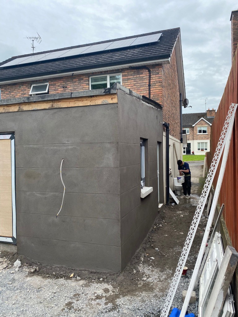 House extension plastering with external wall insulation Dublin
